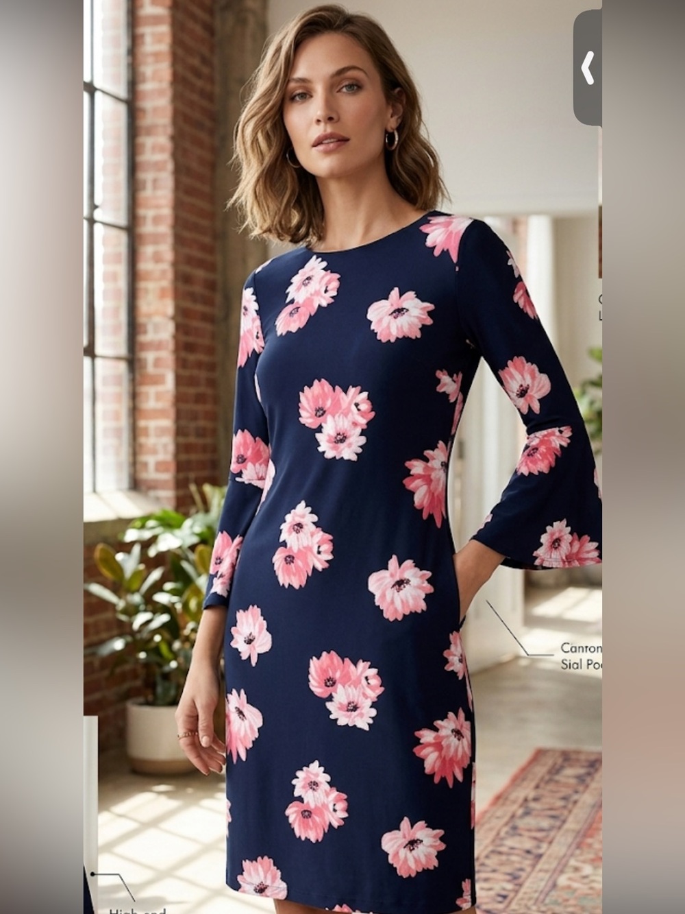 Tommy Hilfiger Navy Mini Dress with Pink Floral Print